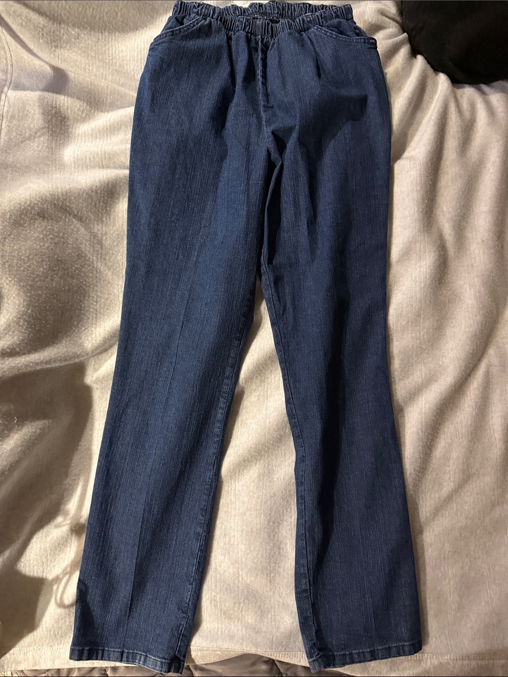 Dark Indigo Elastic Waist Denim Pants - Picture 1 of 2